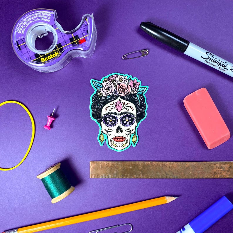 Frida Kahlo Sugar Skull Sticker