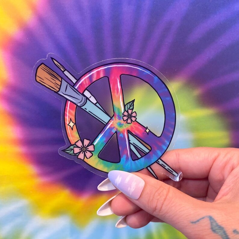 Peace and Paintbrush Sticker